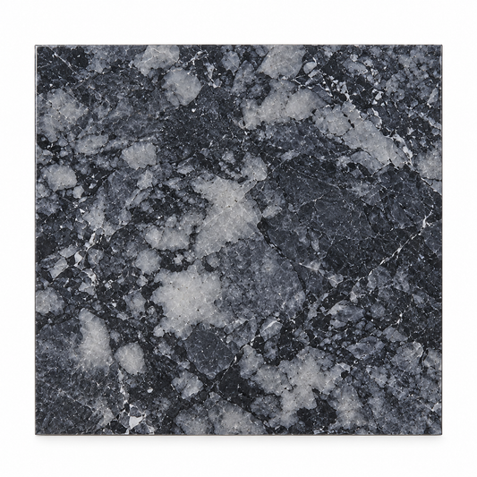 Platinum Black Polished Marble Wall & Floor Tiles: front view showing its natural marble face