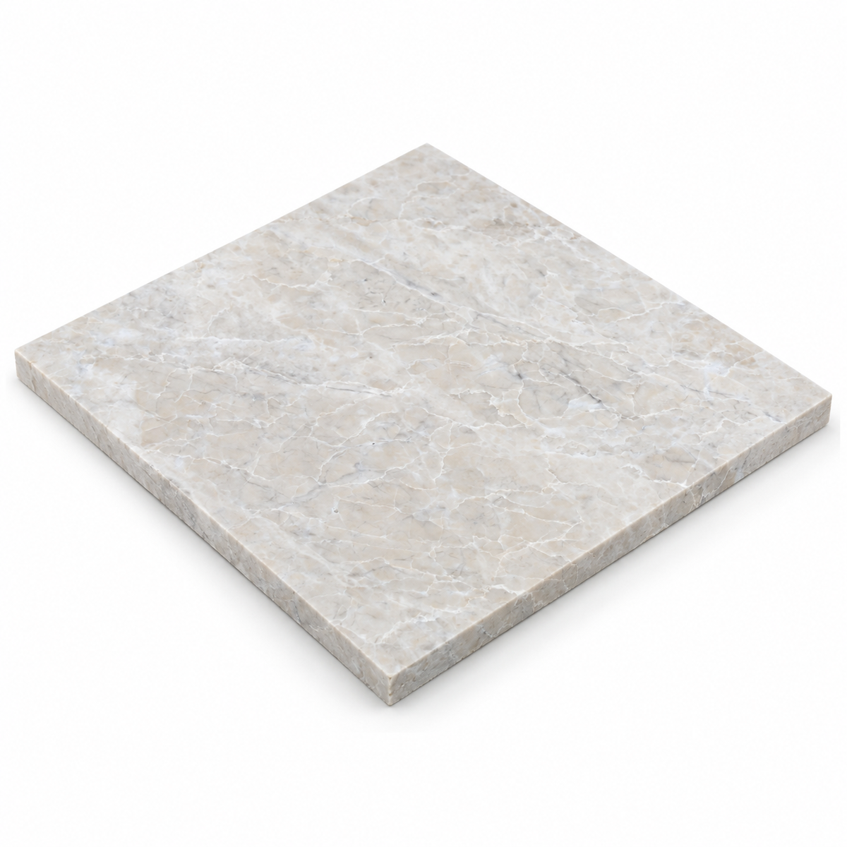 Platinum Honed Marble Wall & Floor Tiles: angled view showing the marble face and raw sawn edges