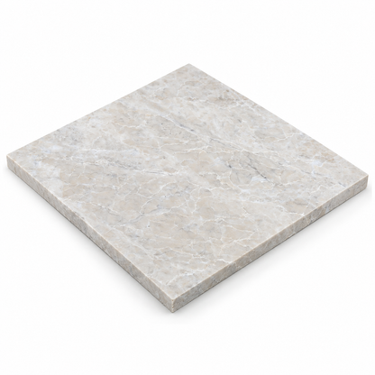 Platinum Honed Marble Wall & Floor Tiles: angled view showing the marble face and raw sawn edges
