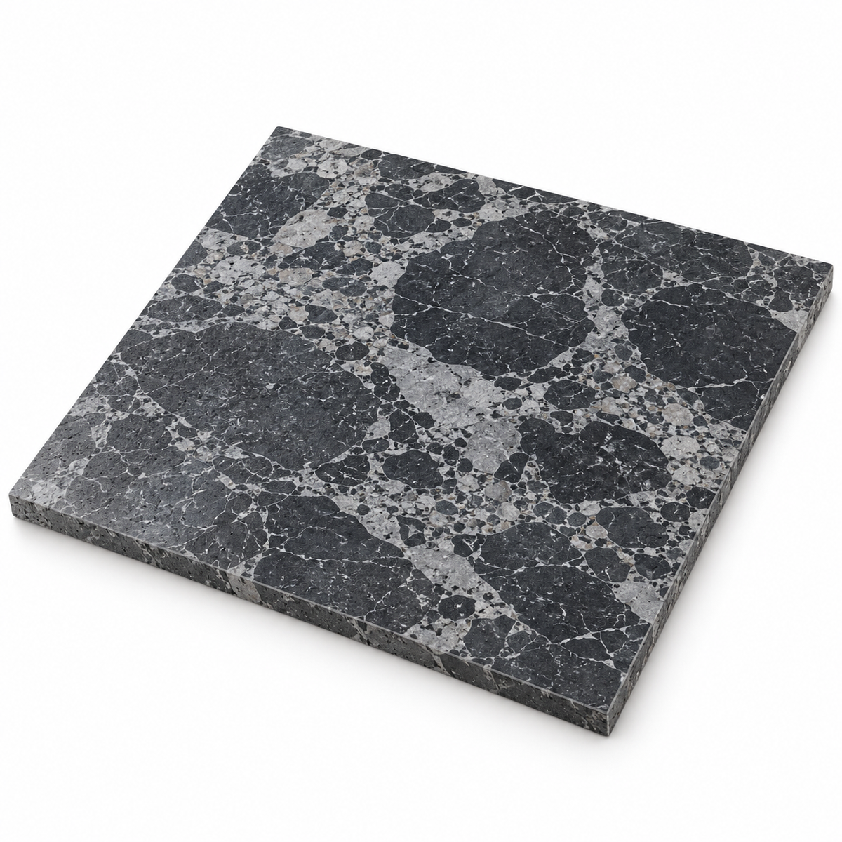 Selene Pitted Marble Wall & Floor Tiles: angled view showing the stone face and raw sawn edges