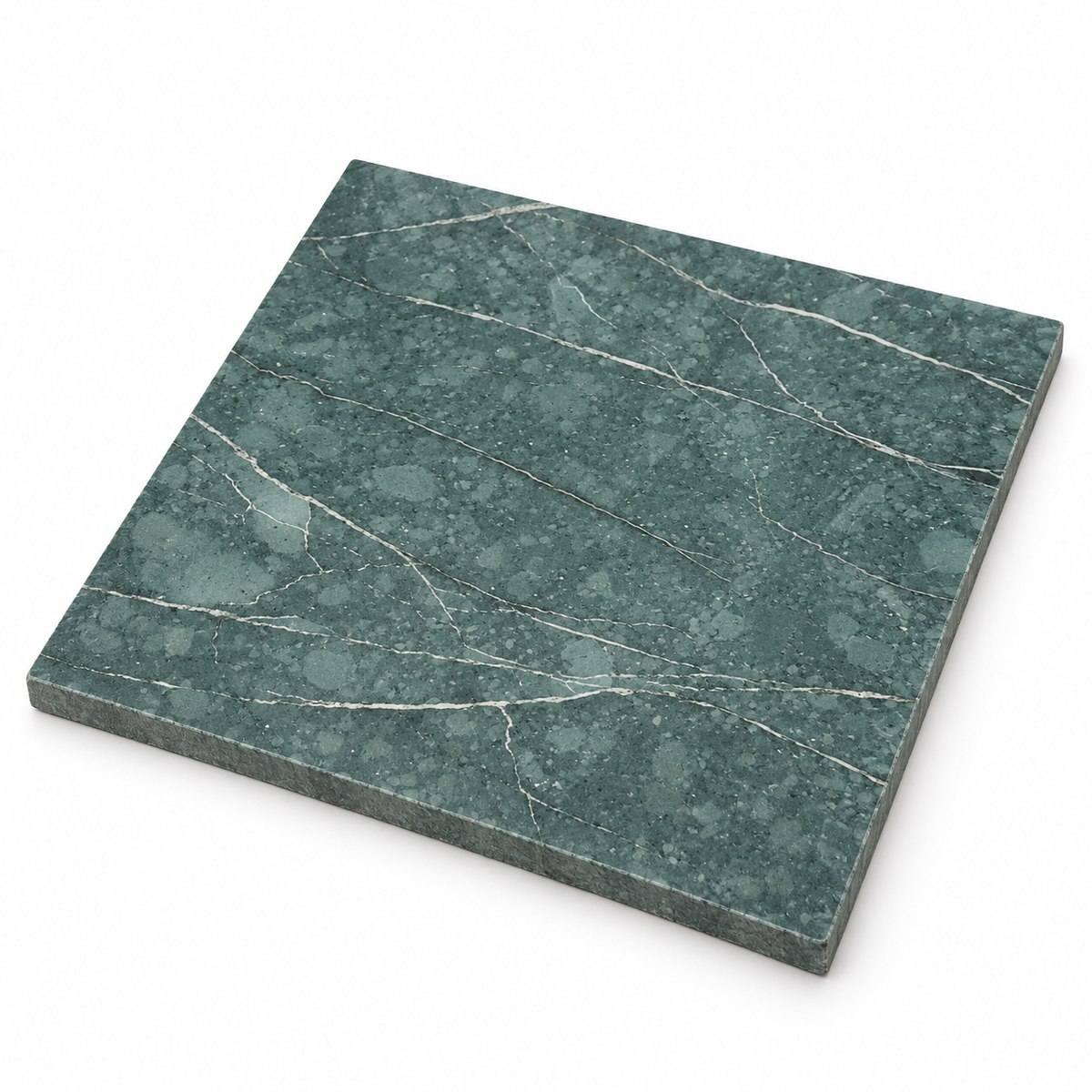 Teos Green Honed Marble Wall & Floor Tiles: angled view showing the stone face and raw sawn edges