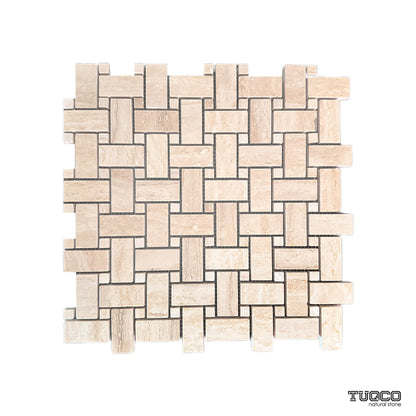 Basket Weave Travertine Polished Marble Mosaic Tile