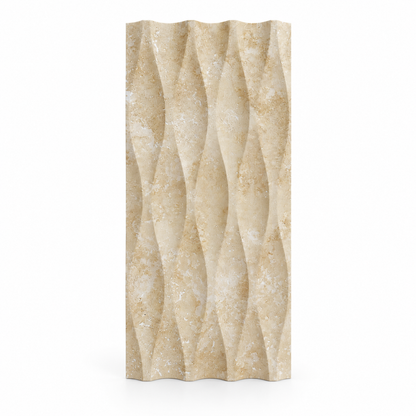 Travertine Wave Decor Natural Stone Tile (305 mm x 610 mm): front view showing the natural travertine wave relief