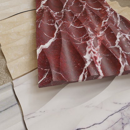 Rosso Levanto Wave Marble Tile (305 mm x 610 mm) Natural Stone Texture
