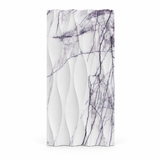 Calacatta Viola Wave Marble Tile: front view showing natural stone surface